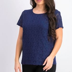 Market and Spruce Navy Crochet Top